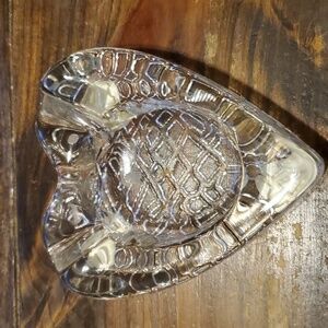 Vintage Glass Heart Shaped Ashtray
